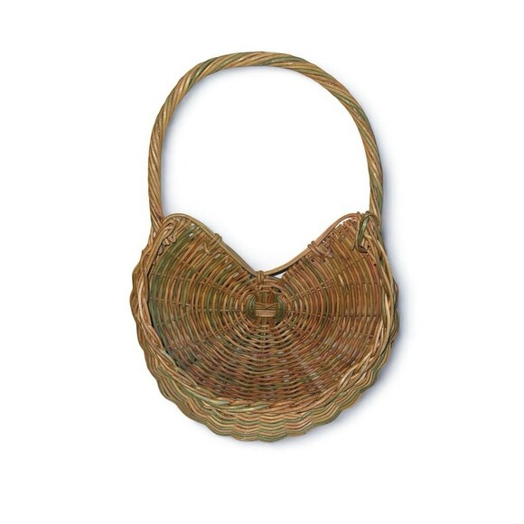 Vintage Hanging Wicker Flower Basket Handwoven Boho Cottagecore Plant Holder - Picture 10 of 14